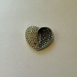 Vintage Sterling Silver Half Cubic Zirconia and Half Marcasite Heart Pen…